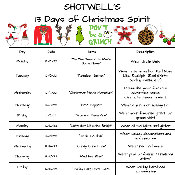 Shotwell 13 days of Christmas Spirit