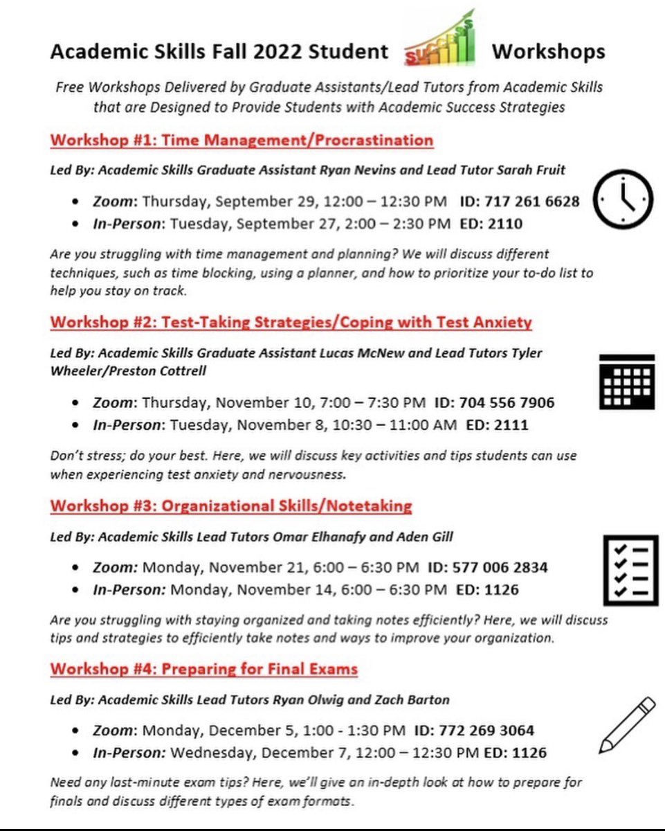 Stop by to check out our last Workshop of the semester!