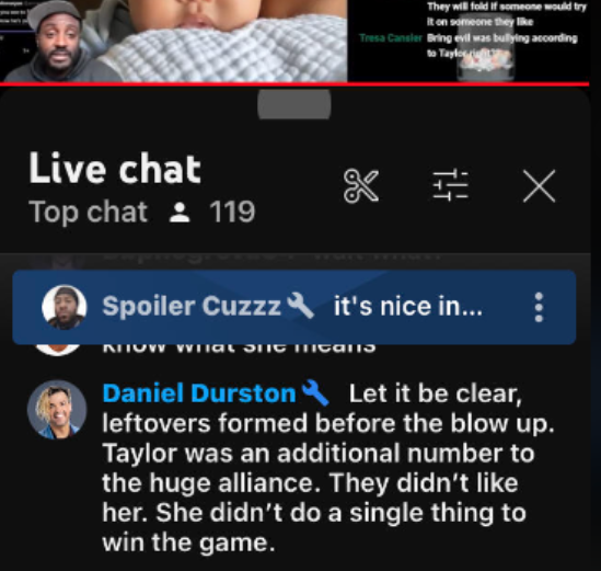 TheSpoilerGirl's tweet photo. Time for an expose party. Why are you going on LNC Rides lying about the Leftovers formation? @DowntownDurston Someone sent me some screenshots of your lies. Everyone has live feeds to confirm the Leftovers formed after the Brittany/Michael veto win. #BB24 https://t.co/DOVJa7tQhO