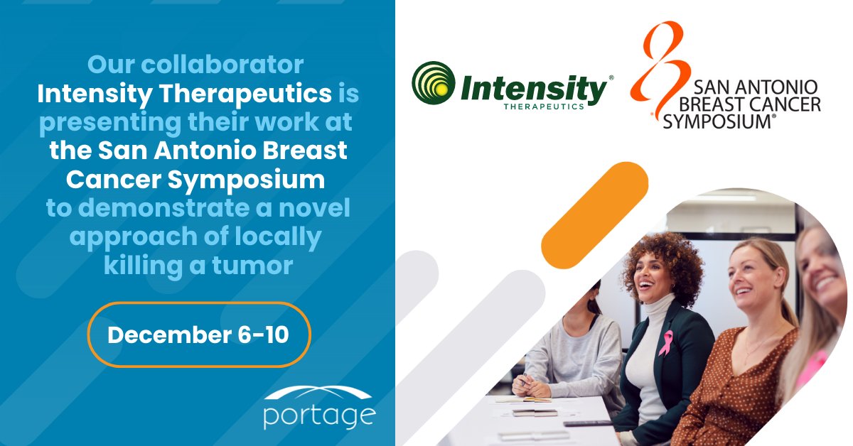 PortageBiotech's tweet image. Our collaborator @IntensityInc is presenting their work at @SABCSSanAntonio this week. The presentation will demonstrate a novel approach of locally killing a tumor, showcasing a major advance in the treatment of immunologically cold tumors: bit.ly/3VcVlLr #SABCS22