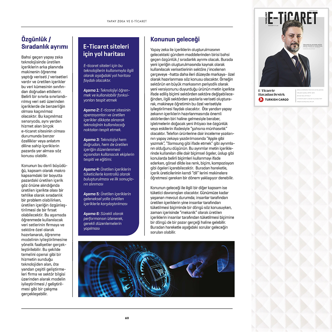 fatihsertank's tweet photo. Worldef E-Ticaret Dergisi'nin Kasım-Aralık 2022 sayısı için  dördüncü köşe yazımı kaleme aldım 🤓
Bu yazımın konusu "Yapay Zeka ve E-Ticaret" oldu. #pazarlamafatihi #akademifatihi #eticaret #yapayzeka #worldef #worldefmagazine | @worldefnet https://t.co/UUqEEXSc1k