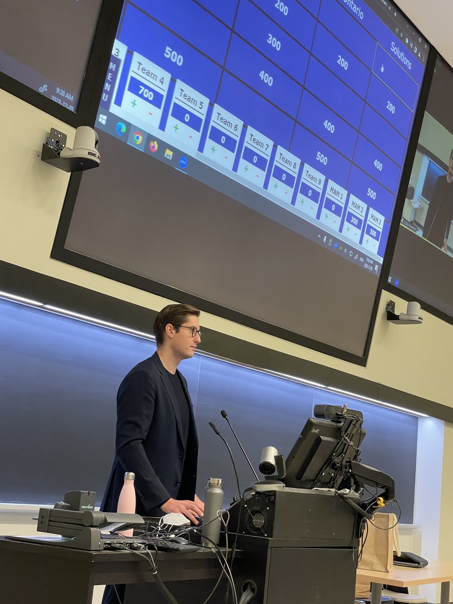Thanks <a href="/DominikNowakMD/">Dr. Dominik Nowak</a> (OMA <a href="/OntariosDoctors/">Ontario Medical Association</a> president-elect) for teaching our <a href="/uoftmedicine/">Temerty Medicine</a> students about health system funding Jeopardy!-style!