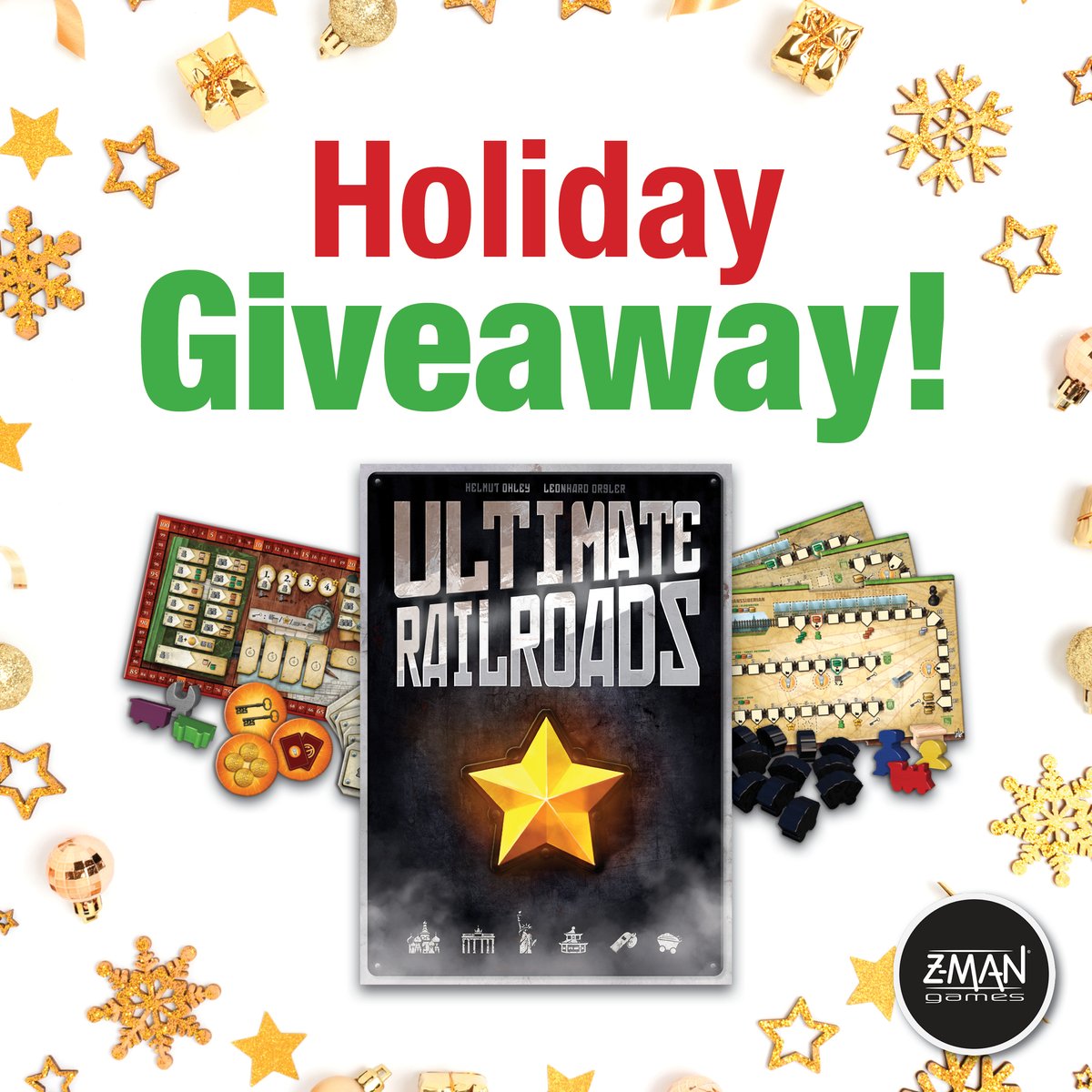 We are giving away a copy of Ultimate Railroads as our first giveaway of the holiday season! 

To win share this post and comment the name of who you want to play the game with! A winner will be picked on Friday December 9th! 

#boardgames #UltimateRailroads
