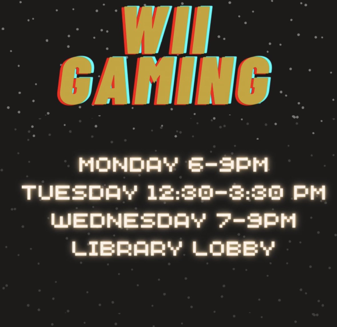 MUlibrary's tweet image. It’s finals week! The library will have a variety of activities to help you take a break and recharge. Take a moment for yourself and stop by during the week for Wii gaming, lego building, coloring pages, puzzles, and games!