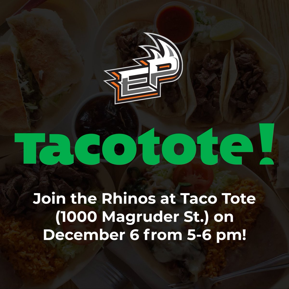 Rhinos_Na3hl's tweet photo. Get free tickets, autographs, pictures and delicious tacos TOMORROW, visit the @tacotote_usa at Bassett from 5-6 pm! 🌮 https://t.co/nfKRaQYqYD