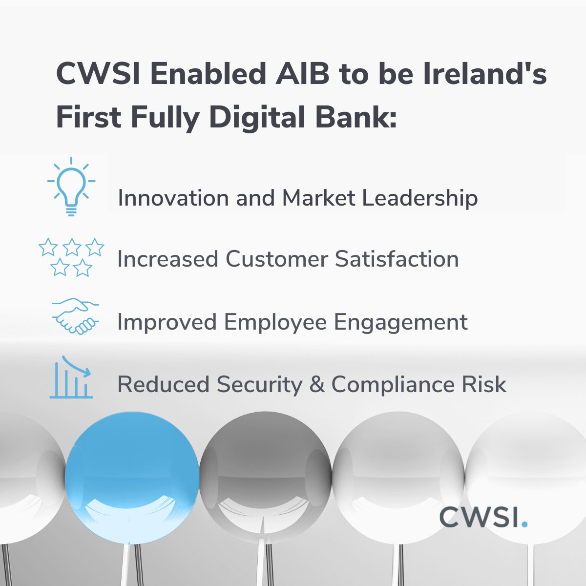 AIB, Ireland’s largest bank, needed help with an ambitious #digital transformation project.

Read how CWSI and AIB created the 'Lab', an innovative, #banking environment designed to deliver exceptional customer experience through digital self-service.

hubs.li/Q01v07sM0