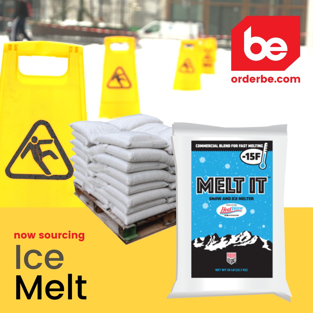 be1source's tweet image. Now Sourcing Ice Melt! Protect your employees and customers from icy sidewalks and entryways. #businessEssentials #iceMelt