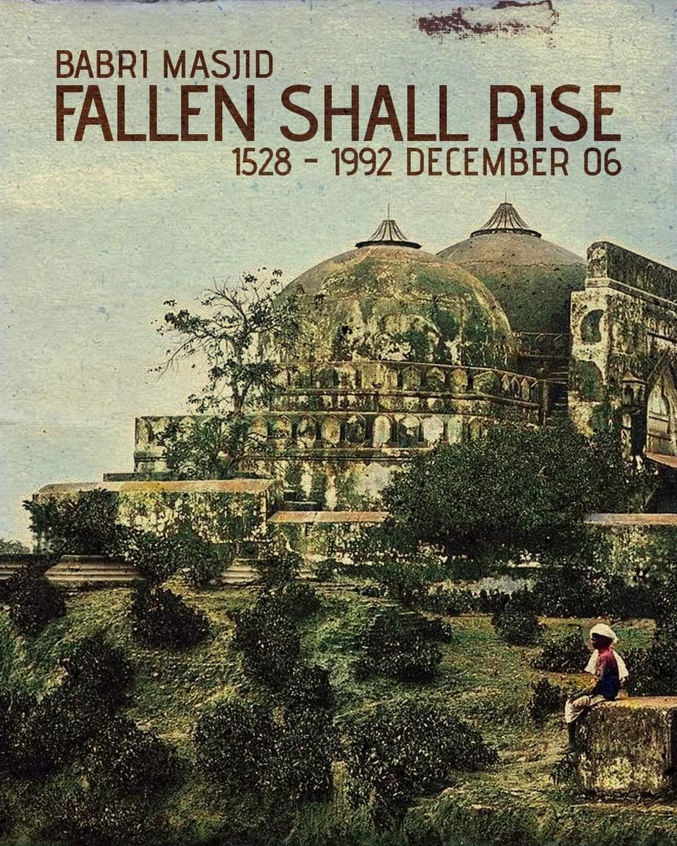 #BabriMasjid was martyred built a temple there, Be kept barren, but that place in India is being remembered as Babri Masjid on 6 December ! 🕌And there will always be a very deep impression the name mark cannot be erased ❌ so easily !! 
#BlackDay ⚫ 6 December