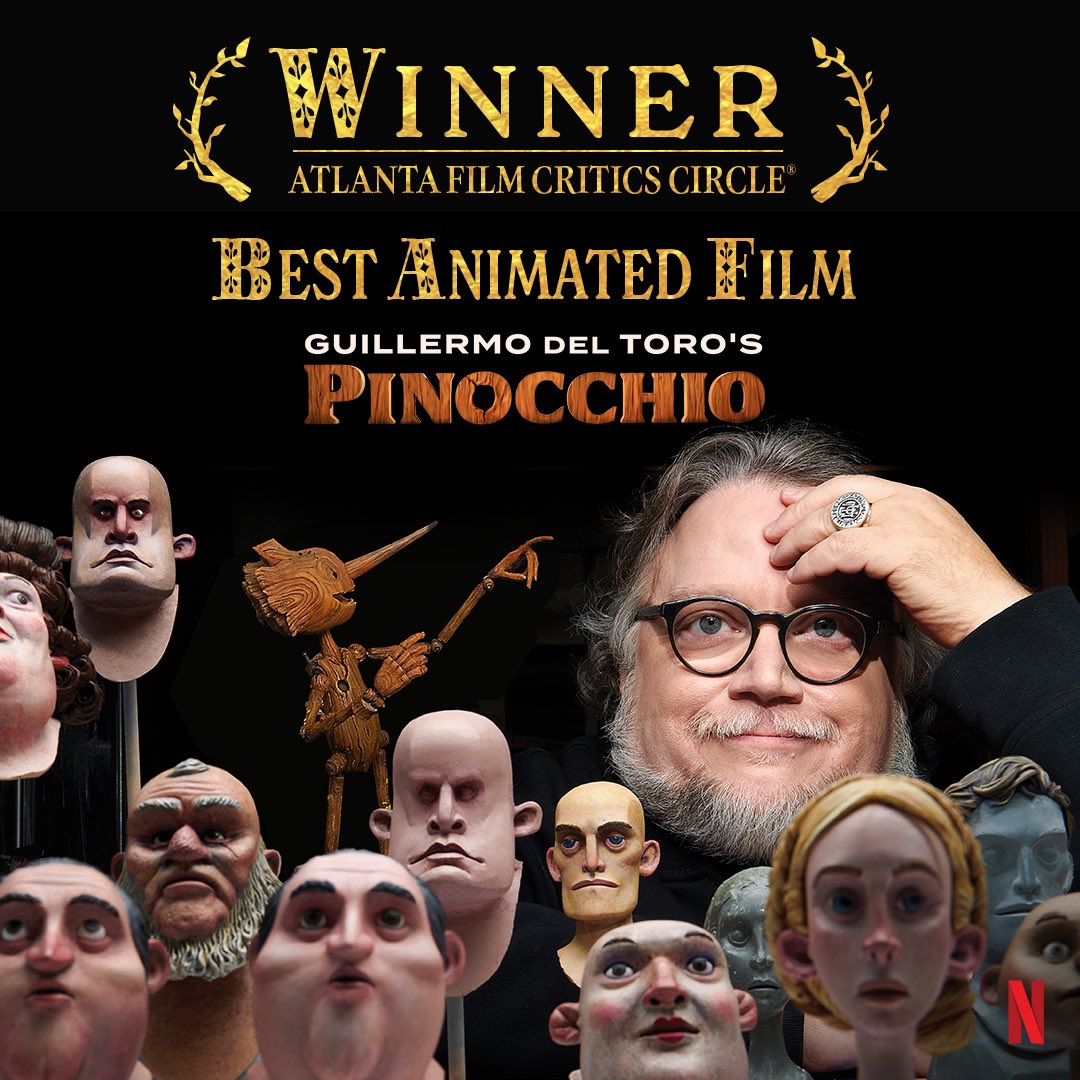 pinocchiomovie's tweet photo. Boy oh boy, what an honor! Thank you @ATLFilmCritics for recognizing @RealGDT’s #PinocchioMovie as the Best Animated Film! 🙏 https://t.co/5oKWW7R4JI