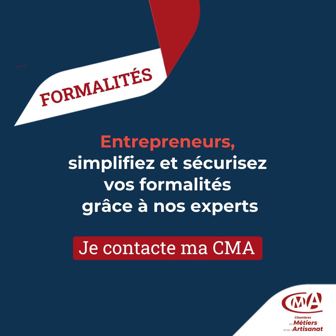 🔎 Vous êtes créateur d’entreprise ❓ Vous souhaitez modifier l'activité ou les informations de votre entreprise ❓  Simplifiez et sécurisez vos démarches !
➡️ Confiez vos #formalités aux experts du réseau des #CMA ➕infos bit.ly/3VWpwqt
#EntreprendreArtisanat