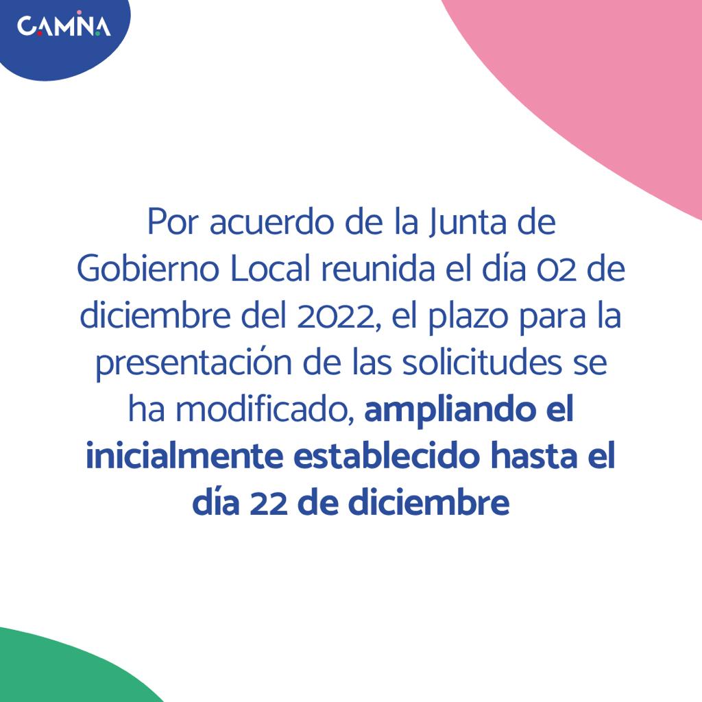 AlmeriaCAMINA_'s tweet image. ⚠️AMPLIADO PLAZO DE SOLICITUD CONVOCATORIA ⚠️
Se ha ampliado el plazo para la presentación de solicitudes para unirte a los Laboratorios Culturales de Camina hasta el día 22 de diciembre.
 
¡Participa! ✍️ bit.ly/3tuC9wL  
 
#CAMINA #ProyectoCAMINA
