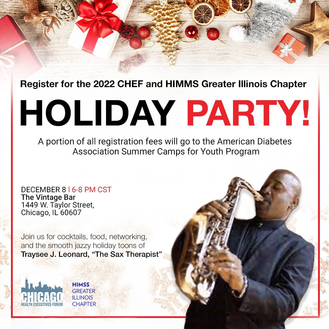 care_advisors's tweet photo. @ChicagoACHE  and the @HIMSS Greater Illinois Chapter are hosting their 2022 Holiday Party, December 8! To register click here: https://t.co/2haXFMc8ou https://t.co/vki5Ir9UfR
