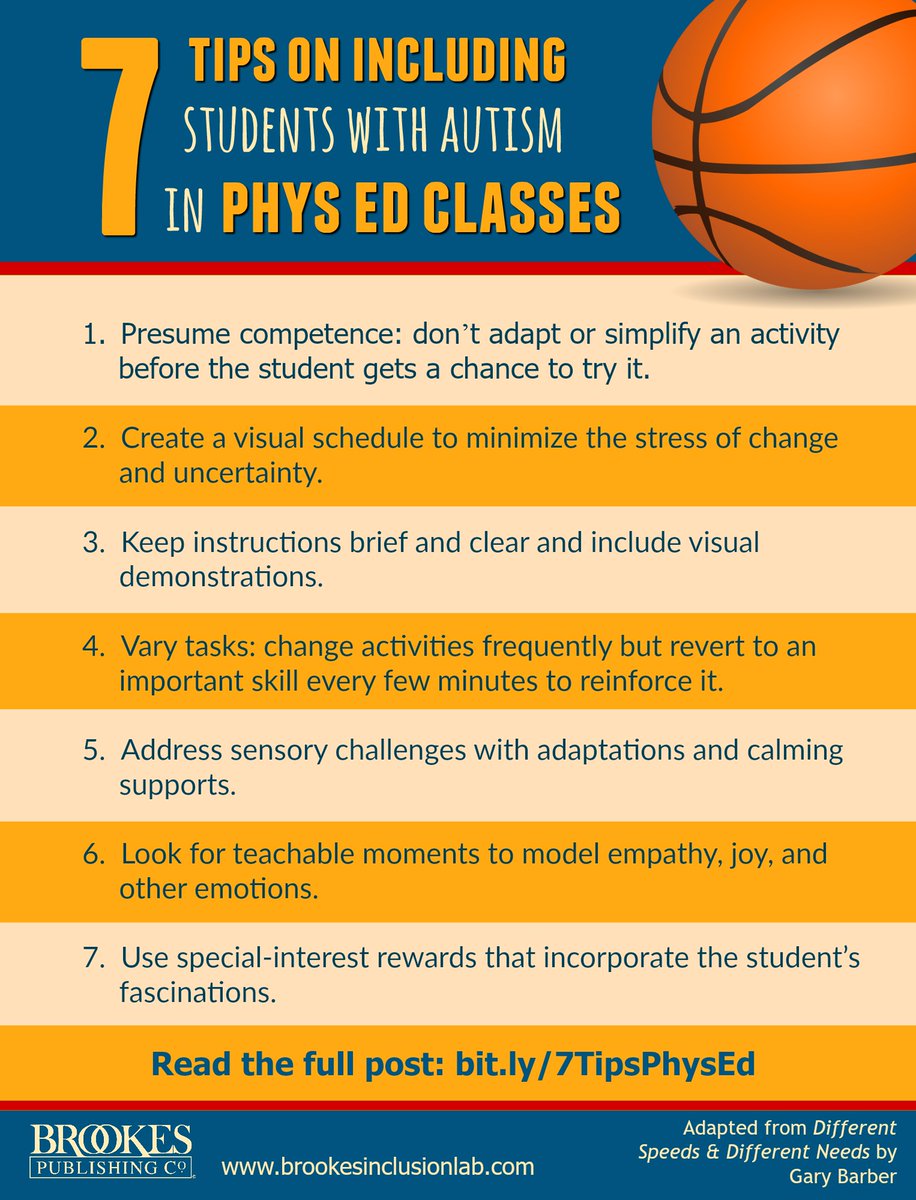 TCEA (@tcea) on Twitter photo 🏀 7 Tips for Including Kids with #Autism in Physical Education🥅
bit.ly/3OQZfHI via <a href="/BrookesPubCo/">Brookes Publishing</a>
#physed #learning #education 🏀 7 Tips for Including Kids with #Autism in Physical Education🥅
bit.ly/3OQZfHI via <a href="/BrookesPubCo/">Brookes Publishing</a>
#physed #learning #education