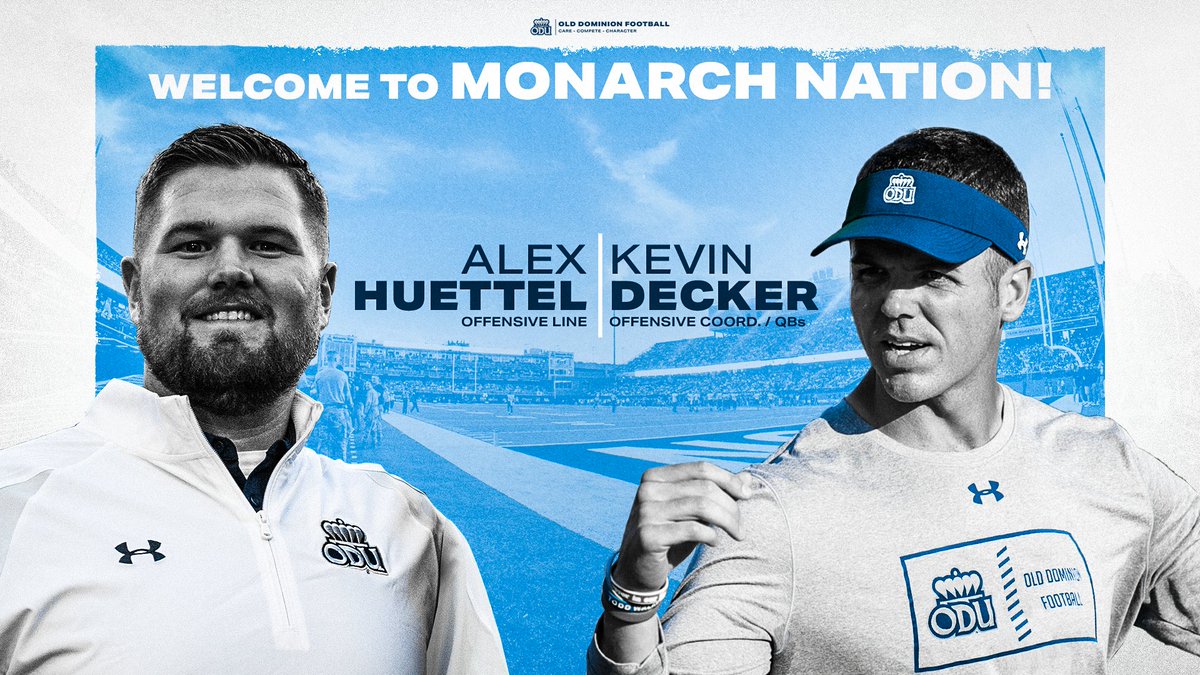 𝐖𝐞𝐥𝐜𝐨𝐦𝐞 𝐭𝐨 𝐌𝐎𝐍𝐀𝐑𝐂𝐇 𝐍𝐀𝐓𝐈𝐎𝐍!👑 We're excited to add @coacher_Hut and @CoachDeckODU to our coaching staff! 🔗: bit.ly/3ustriM #ReignOn