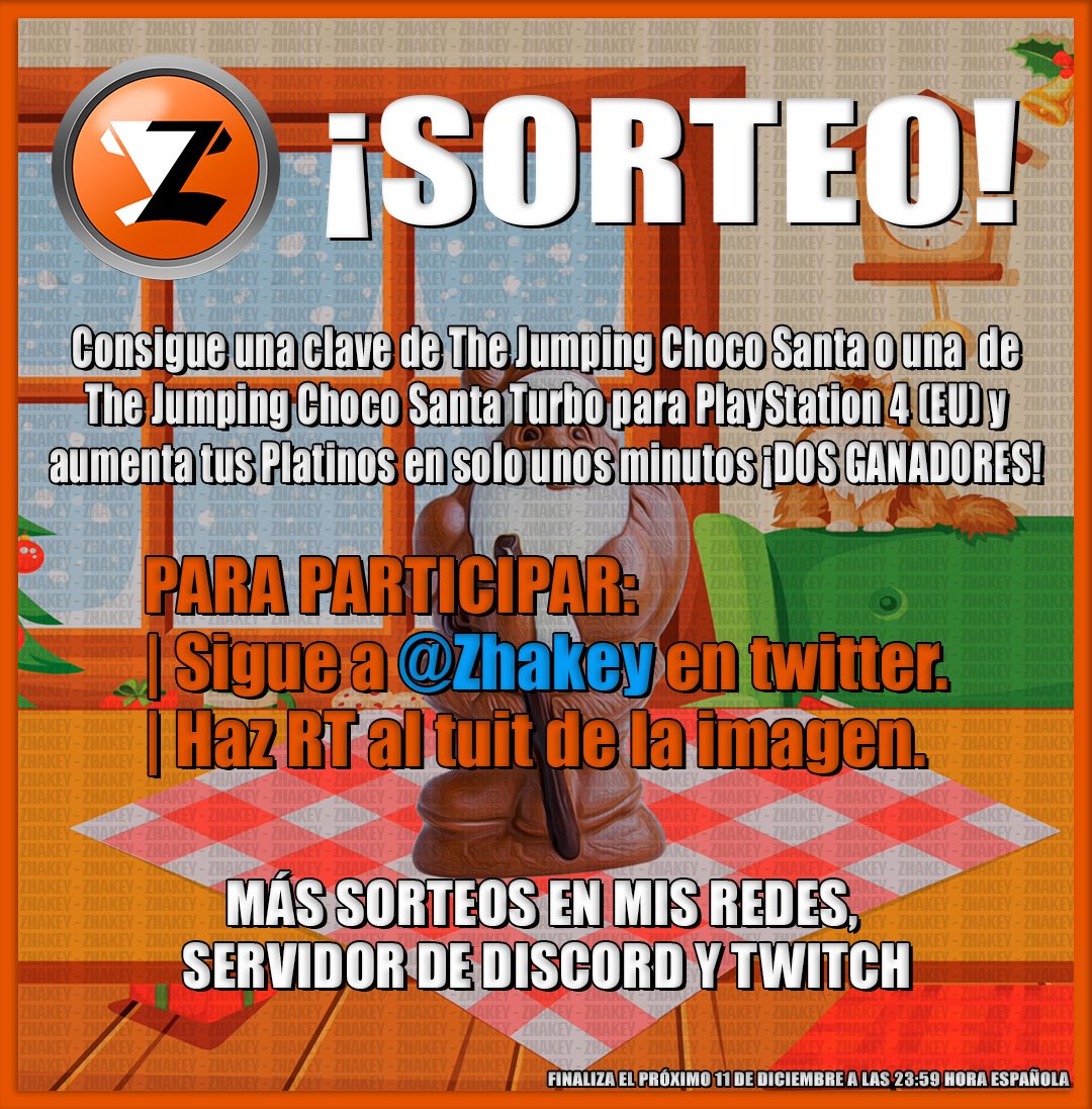 Zhakey's tweet photo. [SORTEO DOBLE] Se sortea dos clave, una The Jumping Choco Santa Normal y Turbo para Ps4 (EU).

🏆 PARA PARTICIPAR SÍGUEME Y HAZ RT A ESTE TUIT.

Más Sorteo en Twitch: https://t.co/ydlpiYsD2o y Discord: https://t.co/NvP8si0H5c

Me gusta y Comenta este vídeo https://t.co/mfrakvv58C https://t.co/CAOzA68JEs
