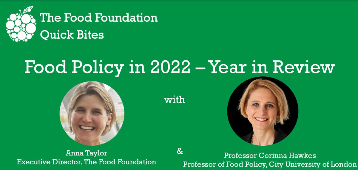 New 30-minute snap analysis webinar of food policy in 2022 with @CorinnaHawkes and Anna Taylor from @Food_Foundation at 4:30-5pm on Tues 13th Dec

Sign up here: us02web.zoom.us/webinar/regist…