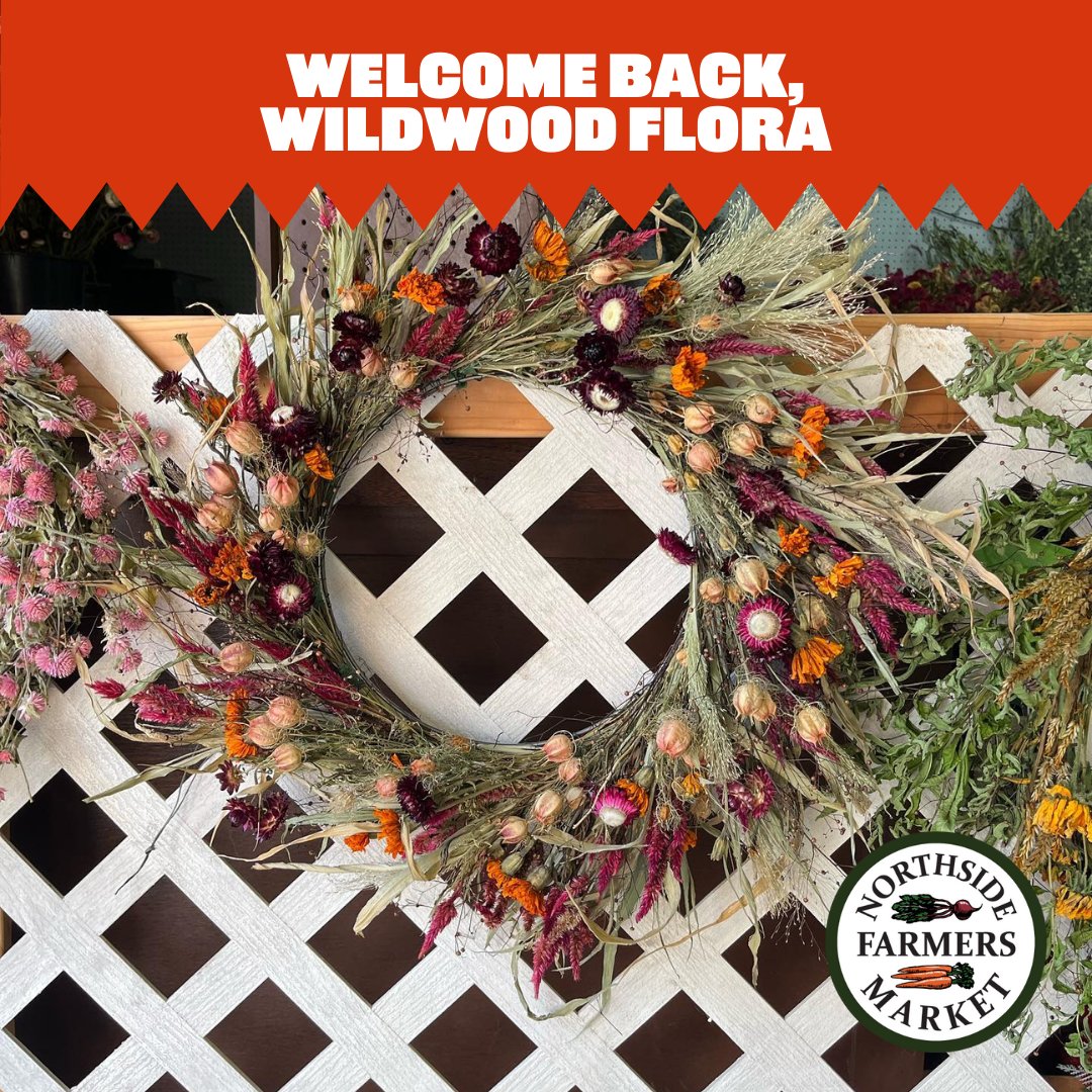 We're so happy to have a returning vendor with us this holiday season.  @wildwoodflora is a local greenhouse and flower farm located on Gray Road. Check out their wreaths, dried flowers, and plant starts at the market! Say hello at the market this Wednesday! 🌲