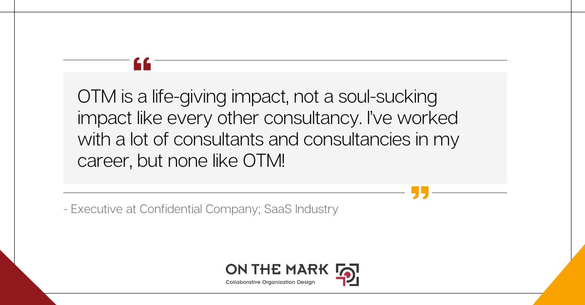 Our solution gives a whole new meaning to the phrase 'life-giving.' It is energizing, engaging, and deeply effective. 

Connect with us: hubs.ly/Q01tW4t30

#wisdom #testimonials #consultant #orgdesign #organizationdesign #onthemark