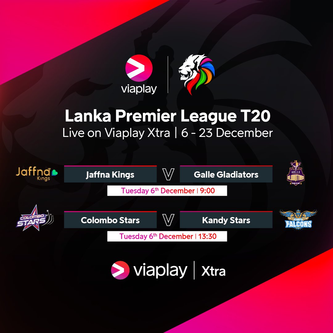 Even more live Cricket on Viaplay?! 🏏👀 Getting underway tomorrow... 𝗟𝗮𝗻𝗸𝗮 𝗣𝗿𝗲𝗺𝗶𝗲𝗿 𝗟𝗲𝗮𝗴𝘂𝗲 🏏 Join us on Viaplay Xtra from 9AM as the @LPLT20 FINALLY returns with a whopping double bill 🙌