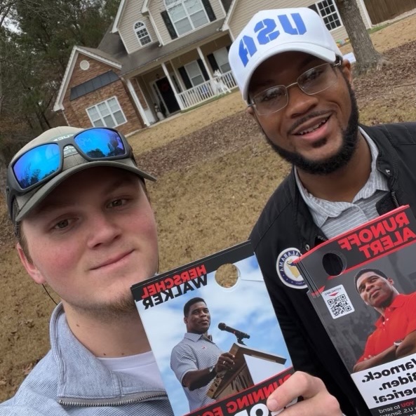 ALGOP's tweet photo. #TeamALGOP was hard at work for @HerschelWalker this weekend. Just one day to go! Encourage your friends and family in Georgia to vote if they haven't already. Polls are open tomorrow from 7 a.m. to 7 p.m. EST for in-person voting. #RunHerschelRun #TeamHerschel https://t.co/7vJMuiDFa8