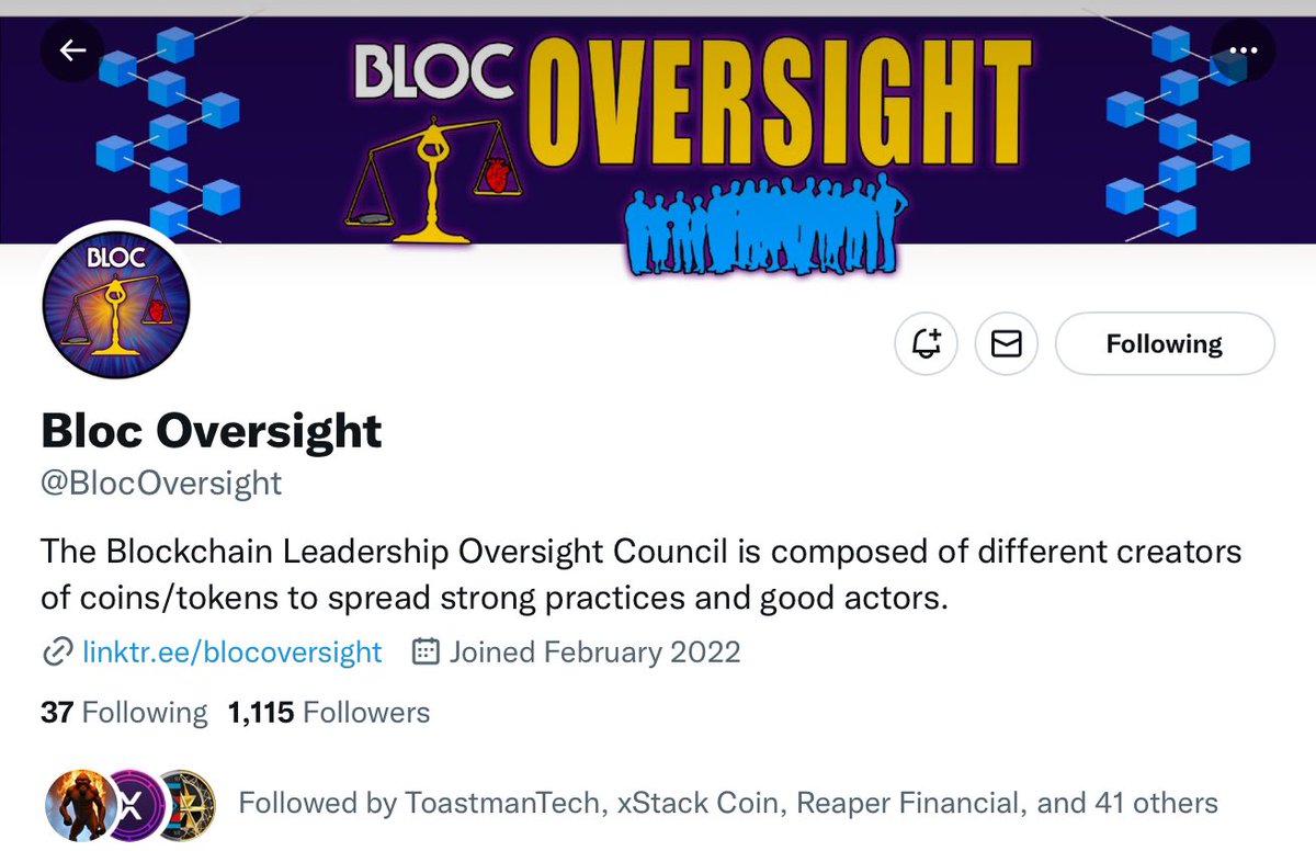 🚨🚨Public Service Announcement 
<a href="/BlocOversight/">BLOC</a> is an organization specifically designed to bring the highest of standards to this space. Lets keep it 💯 way to many  people blindly follow random nonsense and loose money to often so if you’re not aligned with this organization 👇🏼
