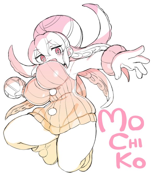 ドッジ弾子のもち子
色が…色が分からない…!
タコモチーフだから多分ピンクなんだろうなぁくらいのノリで
(赤は弾子ちゃんだと思うし)

タコをモチーフにした後ろ髪は描いたことあるなぁ～ 