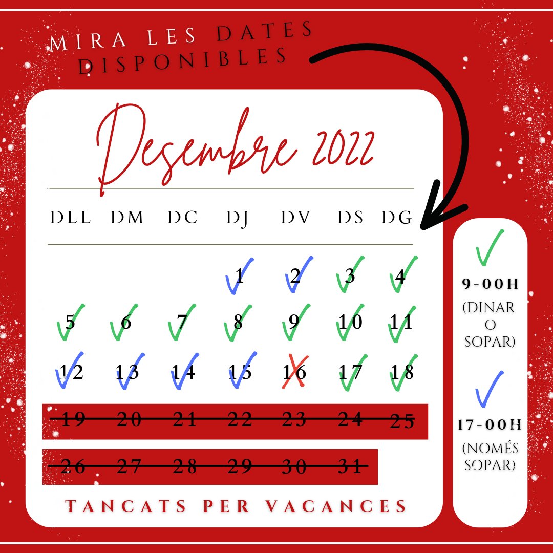 Estàs buscant un lloc on celebrar un dinar o sopar en grup i sou més de 8?

Celebra el Nadal a un dels nostres menjadors rústics o al nostre porxo tancat amb opció de ball després de l'àpat. 

+ info i reserves:
📞 93 865 46 95
📱 617 43 19 14
📧 info@elpasqualet.com