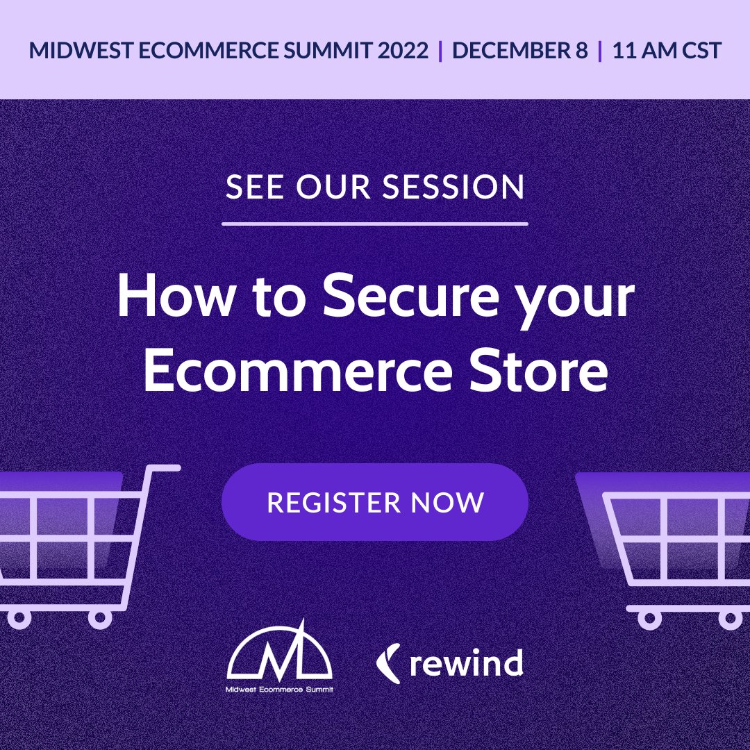 rewind's tweet photo. Building an #ecommerce business or growing an established brand?
Join us on Dec. 8 at the 2022 @MidwestEcomSumt for the chance to #learn, #connect, and #network with industry leaders.
Register for FREE 👉 https://t.co/EEPlHWIyDN
#MES2022 #ecommercebusiness #datasecurity https://t.co/Y2dbMepHv8