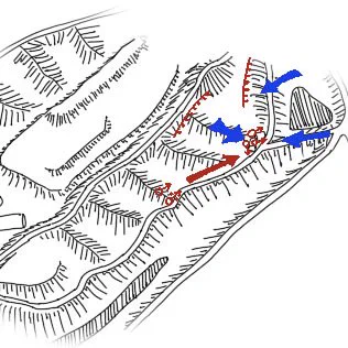 #FUBAR2022 独軍 第1分隊MG手 日誌③図1MGは突撃支援後に防衛態勢をとった 図2突撃隊は土管の占領に成功、しかし敵の猛攻に耐え切れなかった 図3ヴァルハラより復帰された分隊長を引き連れ小隊長が来られた「MGは再度支援をして下さい、大丈夫です私こう見えても小隊長ですからバクサーツ!!」 