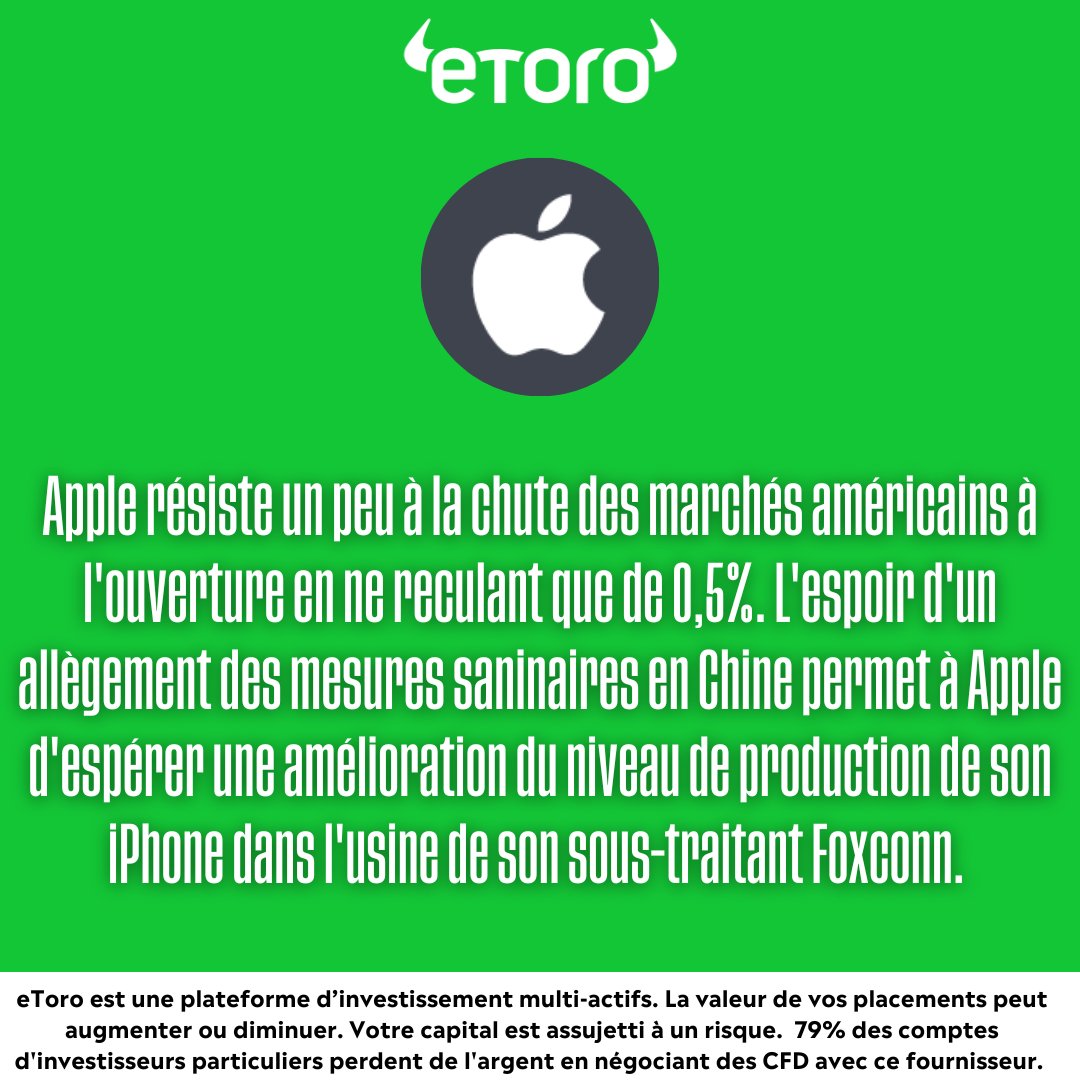 eToroFr's tweet photo. Les marchés boursiers entament la semaine en repli alors que les craintes de récession pour 2023 refont surface. 🏦 🇪🇺 🇺🇸 📉
Suivez l'actualité financière avec @eToroFr ! #Lepointdujour
#CAC40 #TF1 #Tesla #Apple