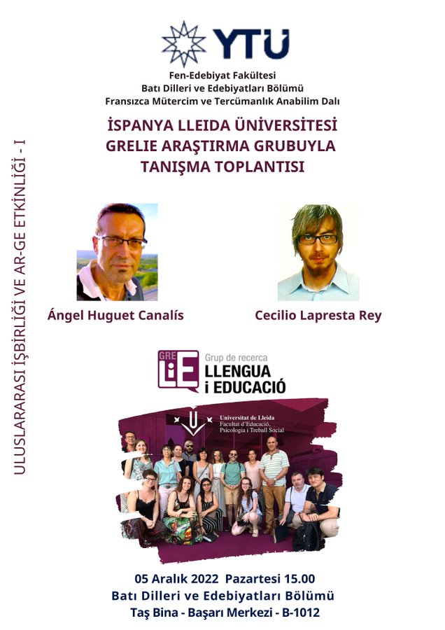 Àngel Huguet i Cecilio Lapresta realitzaran un seminari sobre multilingüisme a la YTU (Yildiz Technical University)