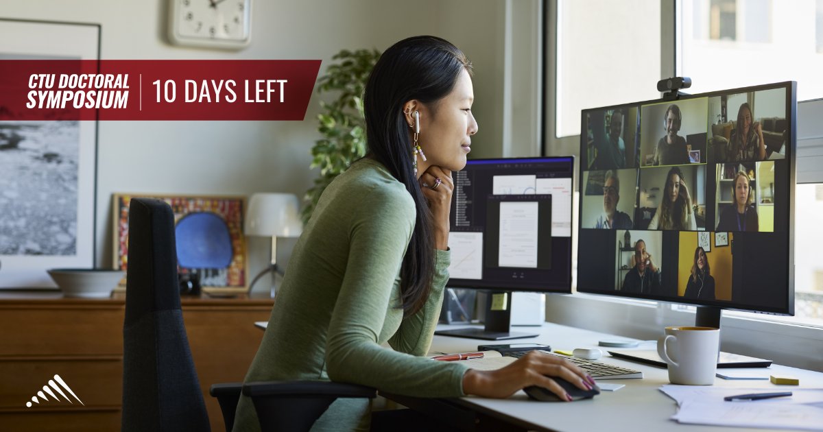 ctuniversity's tweet photo. Only 10 days until the virtual CTU Doctoral Symposium for our #CTUdoc students! It's the perfect time for them to meet fellow scholars and gain insight to help them succeed in their studies. https://t.co/mkI1InHUq6