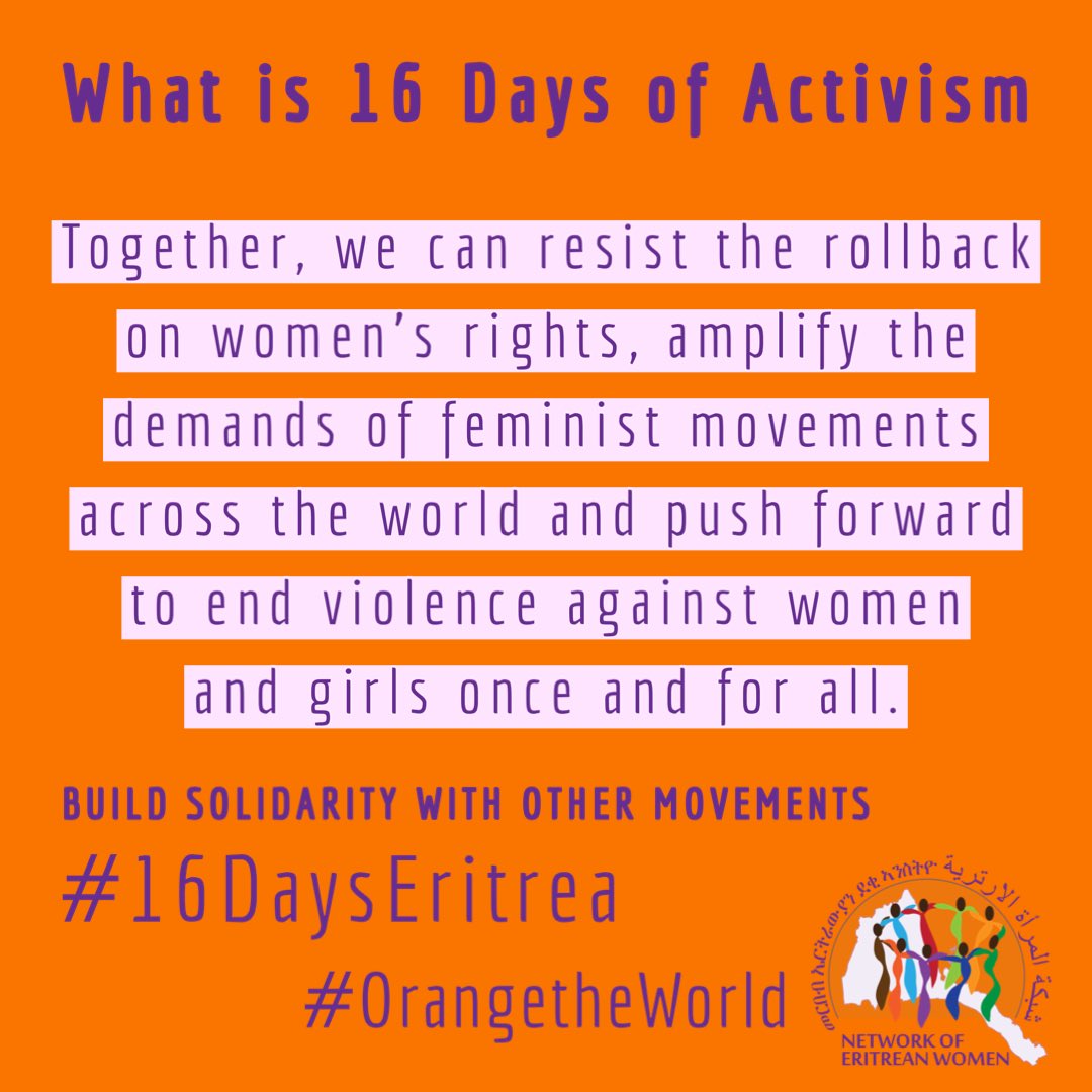 NetworkEriWomen's tweet photo. #16Days of Activism against Gender-based violence.

#16Days
#16DaysEritrea
#16daysofactivism 
#16daysofactivismagainstgenderbasedviolence https://t.co/Av8qlOgmHt