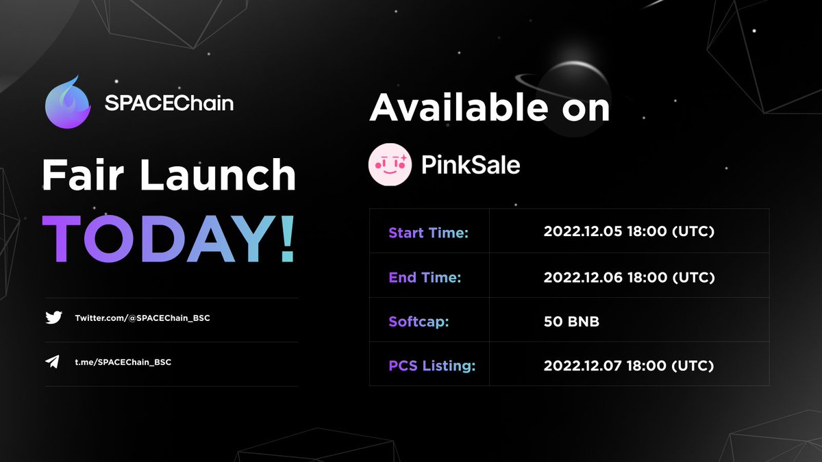 To our Fair Launch's start left only 1 hour. Fair Launch will be live only for 24 hours on the Pinksale platform. Enjoy this time and take a look at how we grow in power. ⚡️

✅ Pinksale: pinksale.finance/launchpad/0x29…