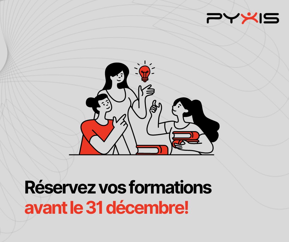 ⚠️ Veuillez noter qu'à partir du 1er janvier 2023, plusieurs formations du catalogue de Pyxis subiront une augmentation de prix.

👇Inscrivez-vous avant le 31 décembre pour bénéficier des tarifs 2022!👇
bit.ly/3XDUk0y