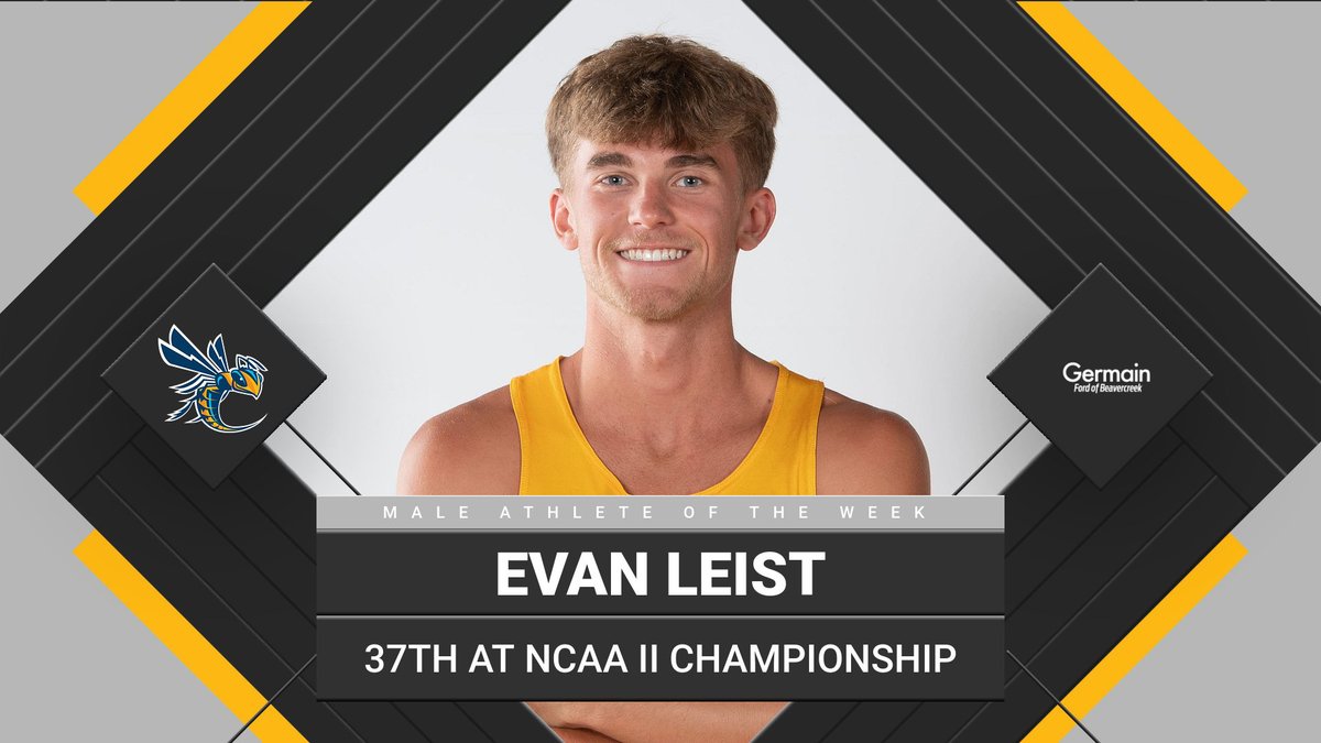CONGRATS! The <a href="/germainfordbcrk/">Germain Ford Bcrk</a> "Male Athlete of the Week" (Nov. 27-Dec. 3) is <a href="/cedarvillemxc/">Cedarville University Men's Cross Country</a> senior Evan Leist (aka <a href="/LeistEvan/">Evan Leist</a>)!
MORE INFO: bit.ly/3P96zi4 
37th at <a href="/NCAADII/">NCAA Division II</a> Championship | <a href="/NCAADII/">NCAA Division II</a> All-American | 30:27.5 (10K) | #ForHim