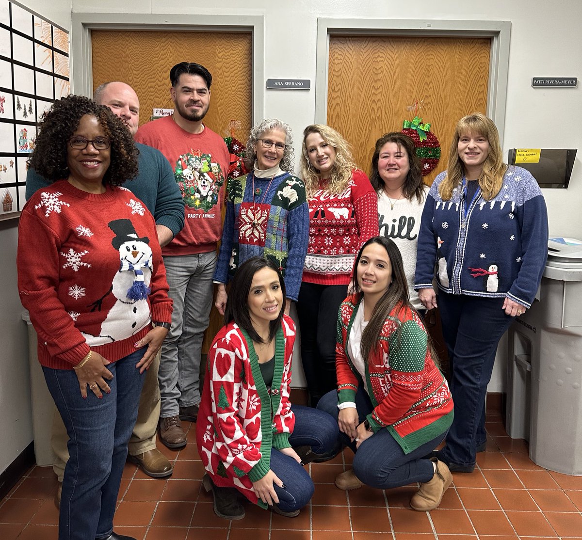 Addison Employment Office with our Holiday Sweaters! #spiritweek @CP_UPSers @UPSers @ExperienceUPS