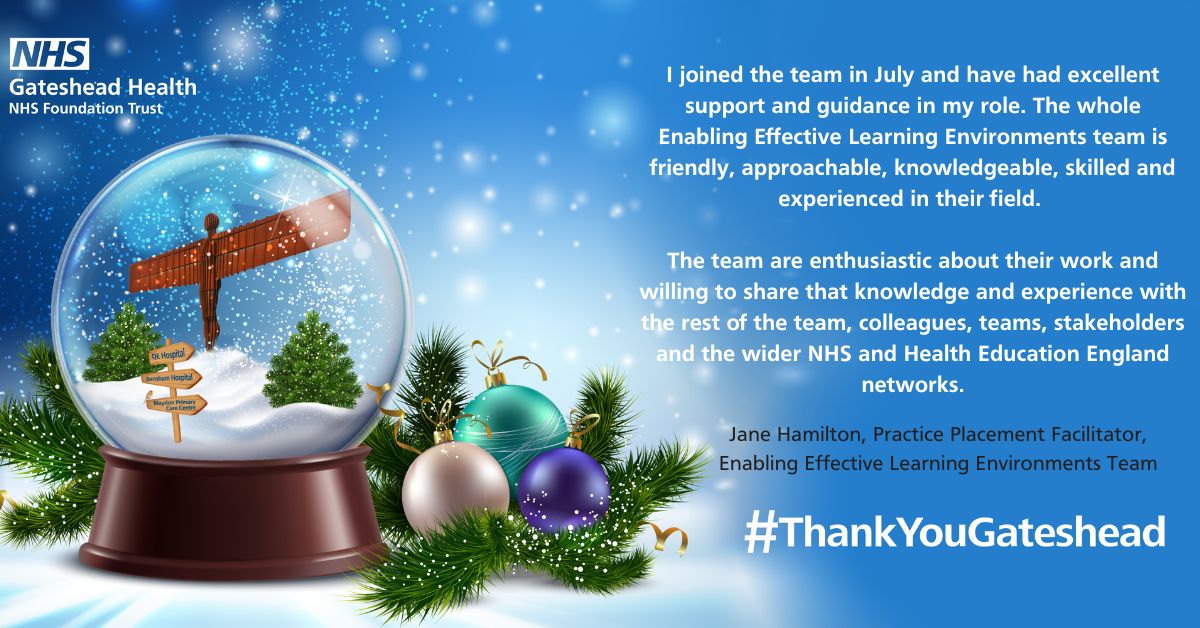 It's Thank You Week here at Gateshead and to celebrate, we're sharing some of the messages of thanks from and between our staff for all of their hard work over the past 12 months. 👏 You can get involved in #ThankYouGateshead by sharing your appreciation below. 😊