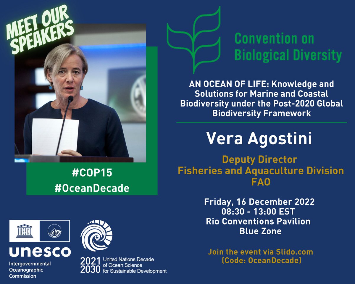 🎇It’s time to put the spotlight on our speakers for our flagship #ocean event at #COP15🤩 An outstanding team that will share messages on how to move from #knowledge to action in the context of the post-2020 Global #Biodiversity Framework.👉 bit.ly/3OMOBl1 #OceanDecade