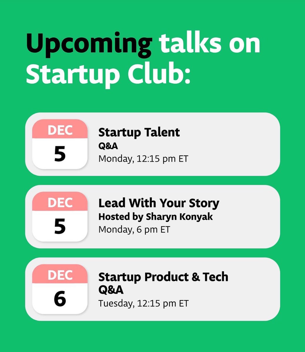 startupclub_hq's tweet photo. New week, new Startup Club calendar! 🤩 

Save the dates and come join us for exciting entrepreneurial discussions! More at https://t.co/QHKeNHinKW https://t.co/AEhnCGewOG
