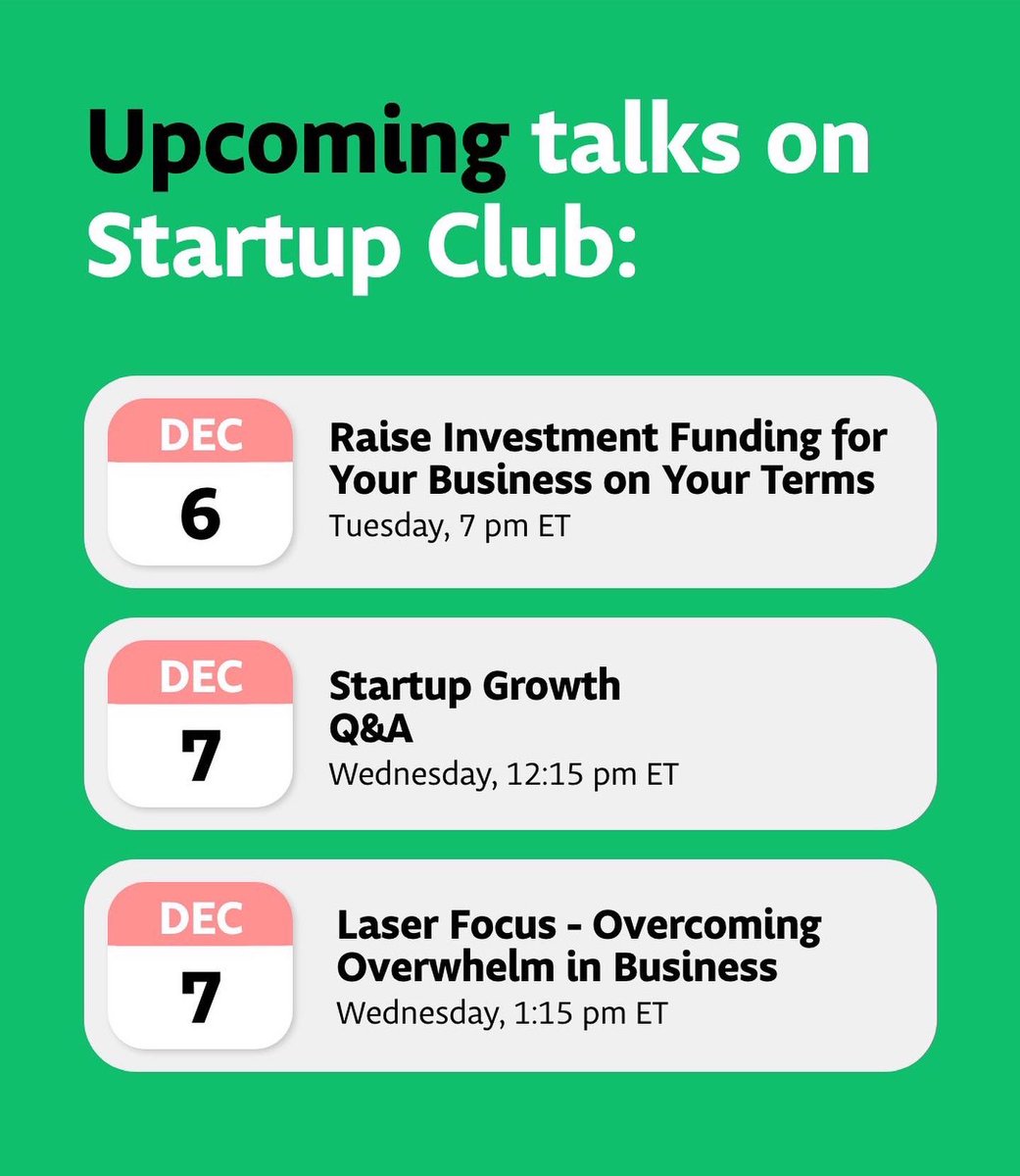 startupclub_hq's tweet photo. New week, new Startup Club calendar! 🤩 

Save the dates and come join us for exciting entrepreneurial discussions! More at https://t.co/QHKeNHinKW https://t.co/AEhnCGewOG