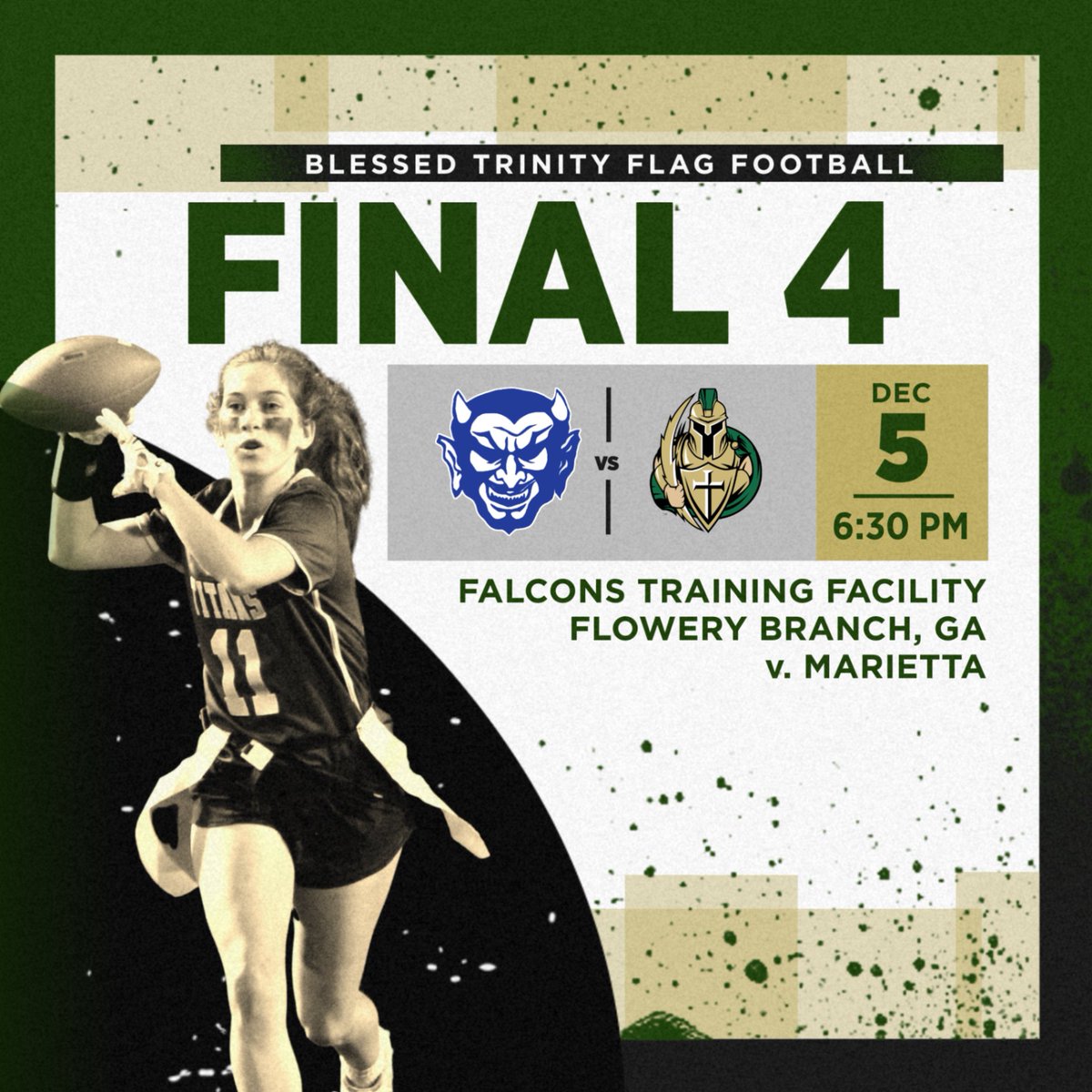 BTTitansAD's tweet photo. Tonight's FINAL FOUR flag football game versus Marietta will be streaming on GPB Sports.

LETS GO TITANS!!!

https://t.co/nMPax44HD7 https://t.co/Cy1rreTNZm
