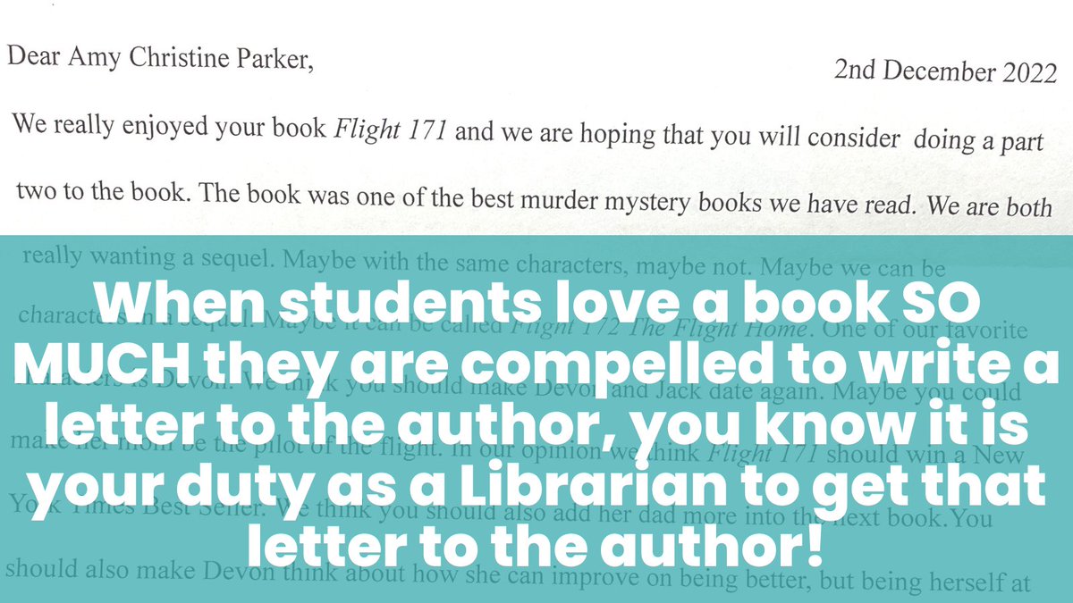 Reading_Reba's tweet photo. @amychristinepar these students cannot wait to hear back from you! #FLIGHT171 @penguinrandom @GetUnderlined #amreading #horror #LHPSRollLibrary @teacherdarden #booklove #librarians https://t.co/s8hGY9l4Sy