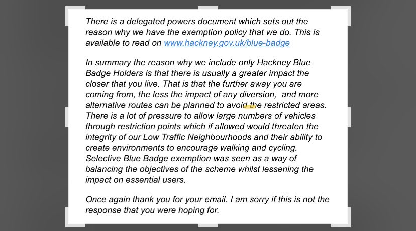 wonderfullyarty's tweet photo. @haringeycouncil LTN’s also divide disabled drivers who all qualify for a blue badge into haves and have nots💔 I won’t be visiting Haringey while they decide to have policies that create division & worsen access for the disabled community 💔#ClosedToUs #TakingTheDis #EcoEquality #EcoExclusion https://t.co/ukTD3EW1b1