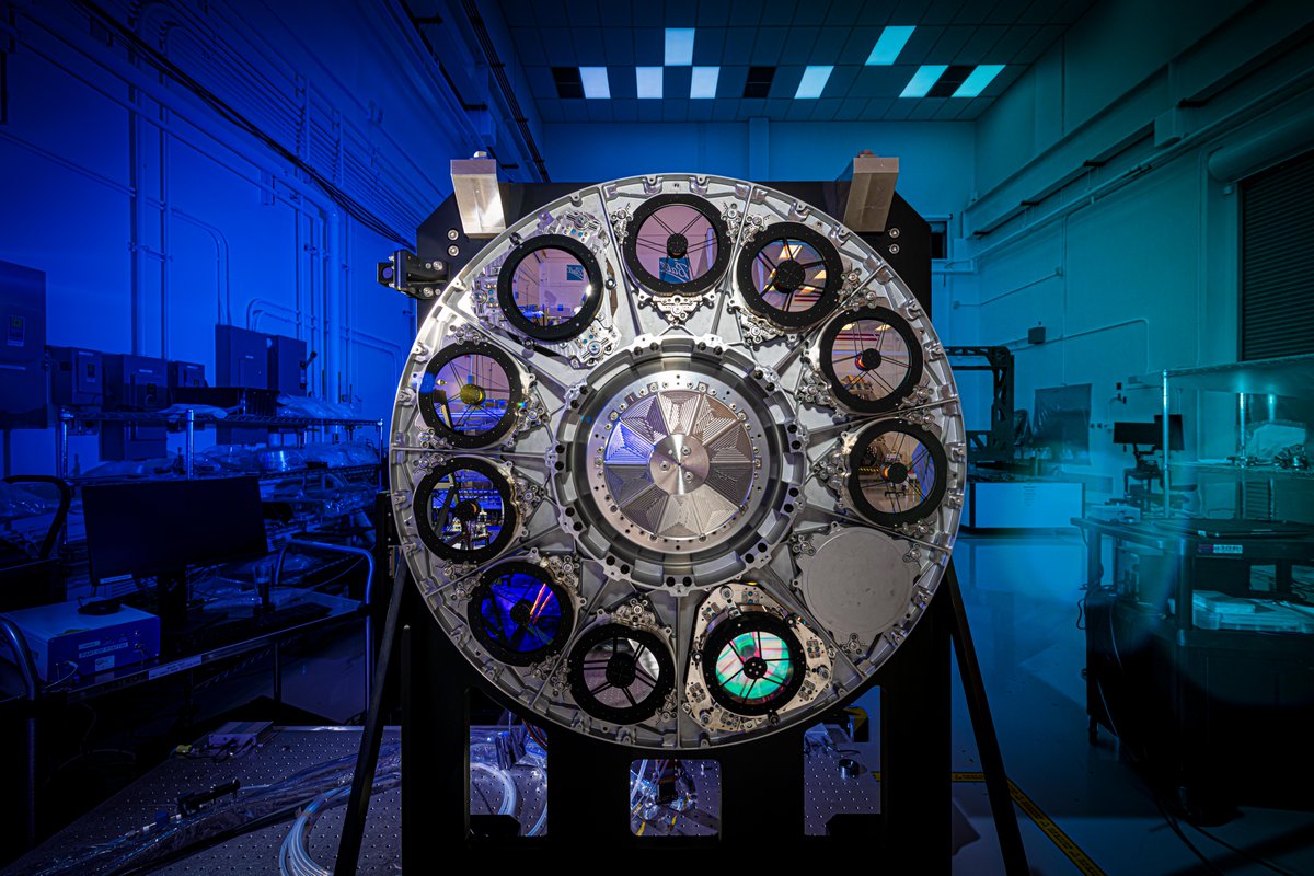NASARoman's tweet photo. New hardware close-up! @BallAerospace has installed &amp; aligned Roman's element assembly wheel into the Wide Field Instrument. Through elements like Roman's grism &amp; prism, cosmic light can be dispersed into rainbow-like measurements!
https://t.co/PM7NFjov9d
📷 Ball Aerospace https://t.co/UZQRgQSu1Y