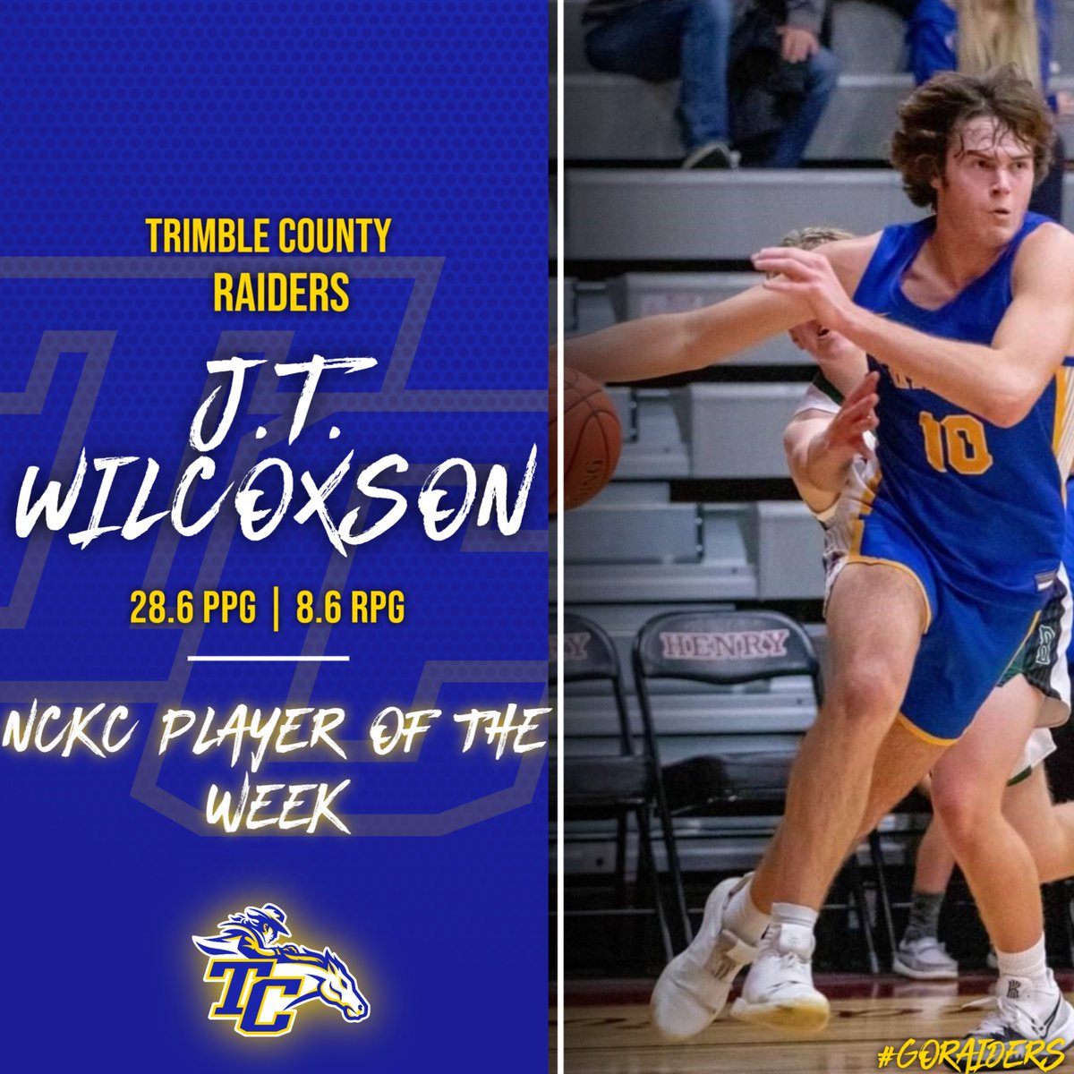 Congratulations to JT Wilcoxson! He has been named NCKC Player of the Week for the first week of the season. Last week he averaged 28.6 points and 8.6 rebounds. JT shot 60% from 2 and 57% from 3. Way to go JT! #NCKC