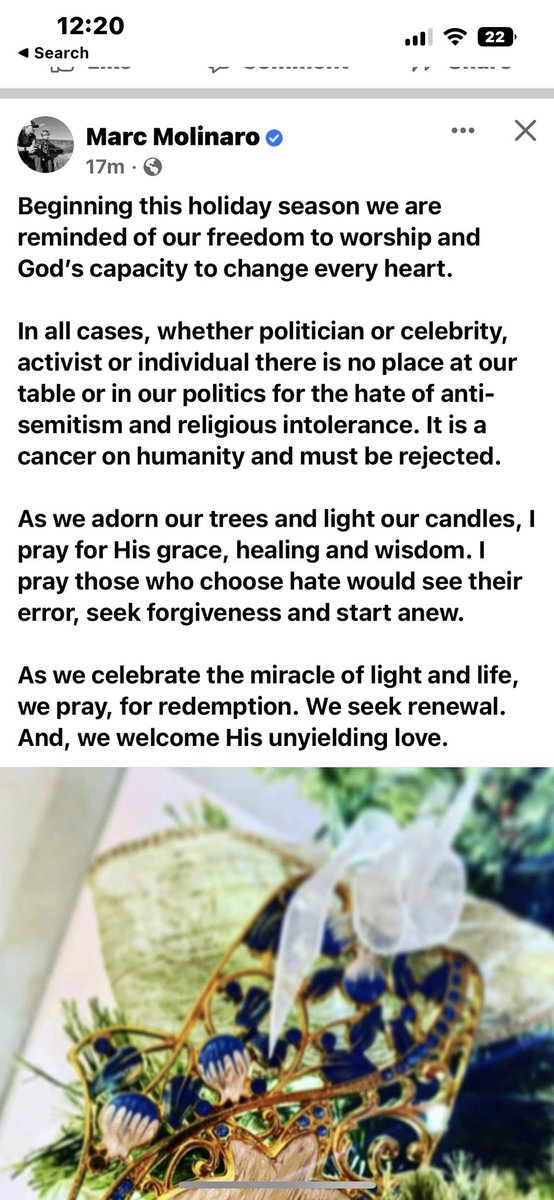 SullivanTimes's tweet image. Here’s a statement just issued on the Facebook page of @marcmolinaro  that does not mention offending individuals but addresses #Antisemitism  @NewYorkGOP #Congress #Trump