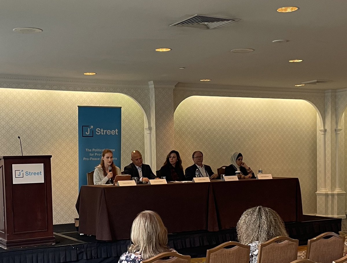 NewIsraelFund's tweet photo. .@MurcianoGil and @victoriasolk from @Mitvim and Tarek Abu Hammed from @AravaInstitute on panels about regional environmental cooperation and normalization at #JStreet22 https://t.co/hRSCGKd2jo