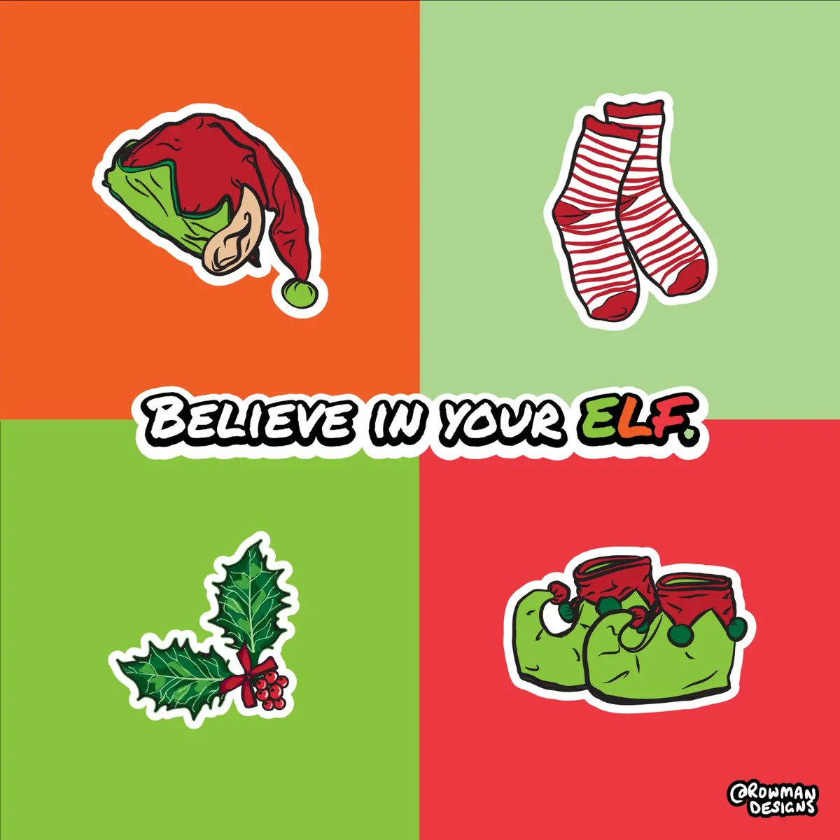 RowManDesigns's tweet photo. Just Believe🎄🧝🏽‍♂️❤🧡💚
#punny #Christmas #elf #believeinyourself #artistsontwitter #festive #Illustrations https://t.co/S4lvIgyMjt