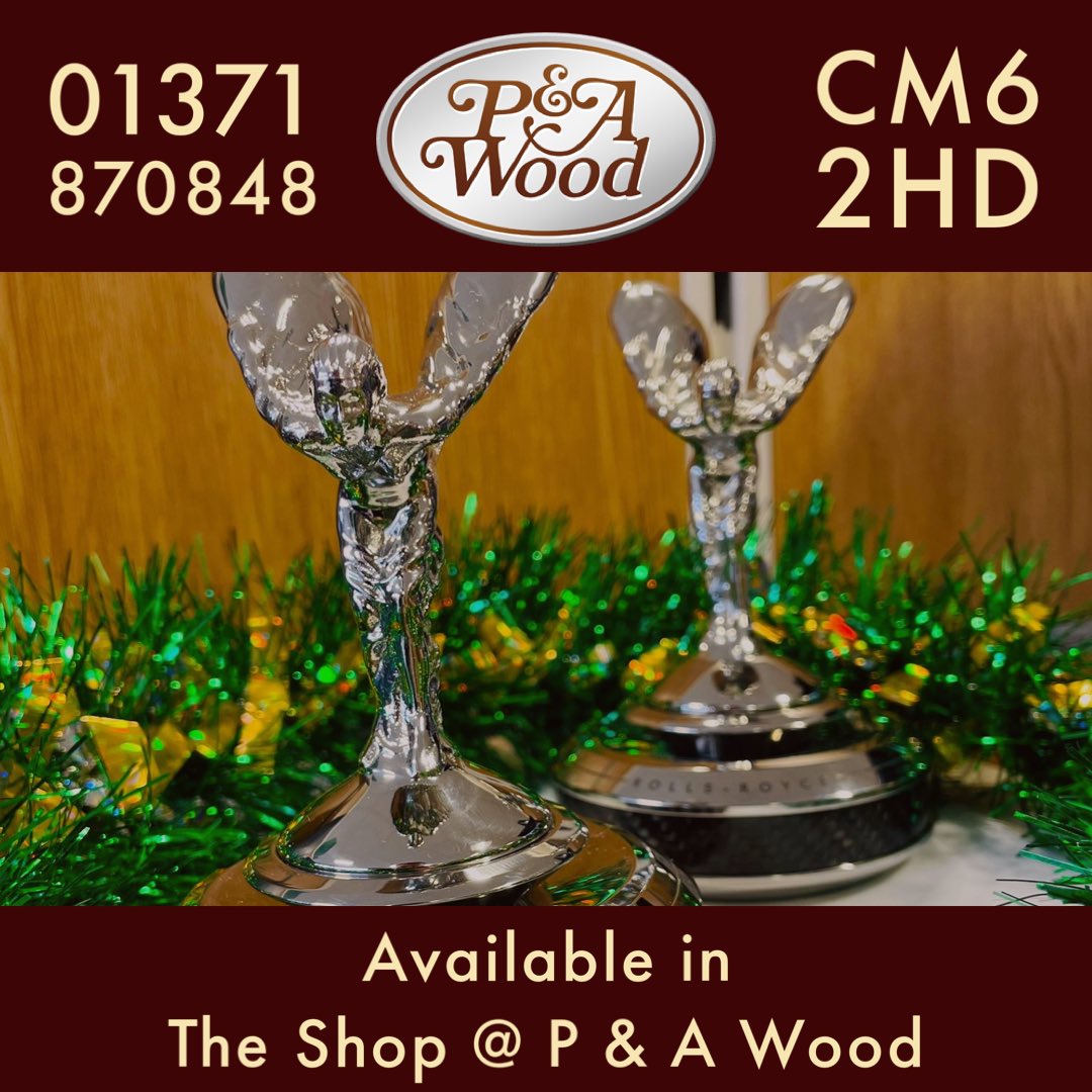 Elegance of perfection.  Machined from solid stainless steel, polished by hand and finished mounted on a carbon fibre ringed base! The perfect office or home desk companion 😍 Available from the P &amp; A Wood shop. 

#christmasgiftideas  #spiritofecstacy #rollsroyce #pandawood